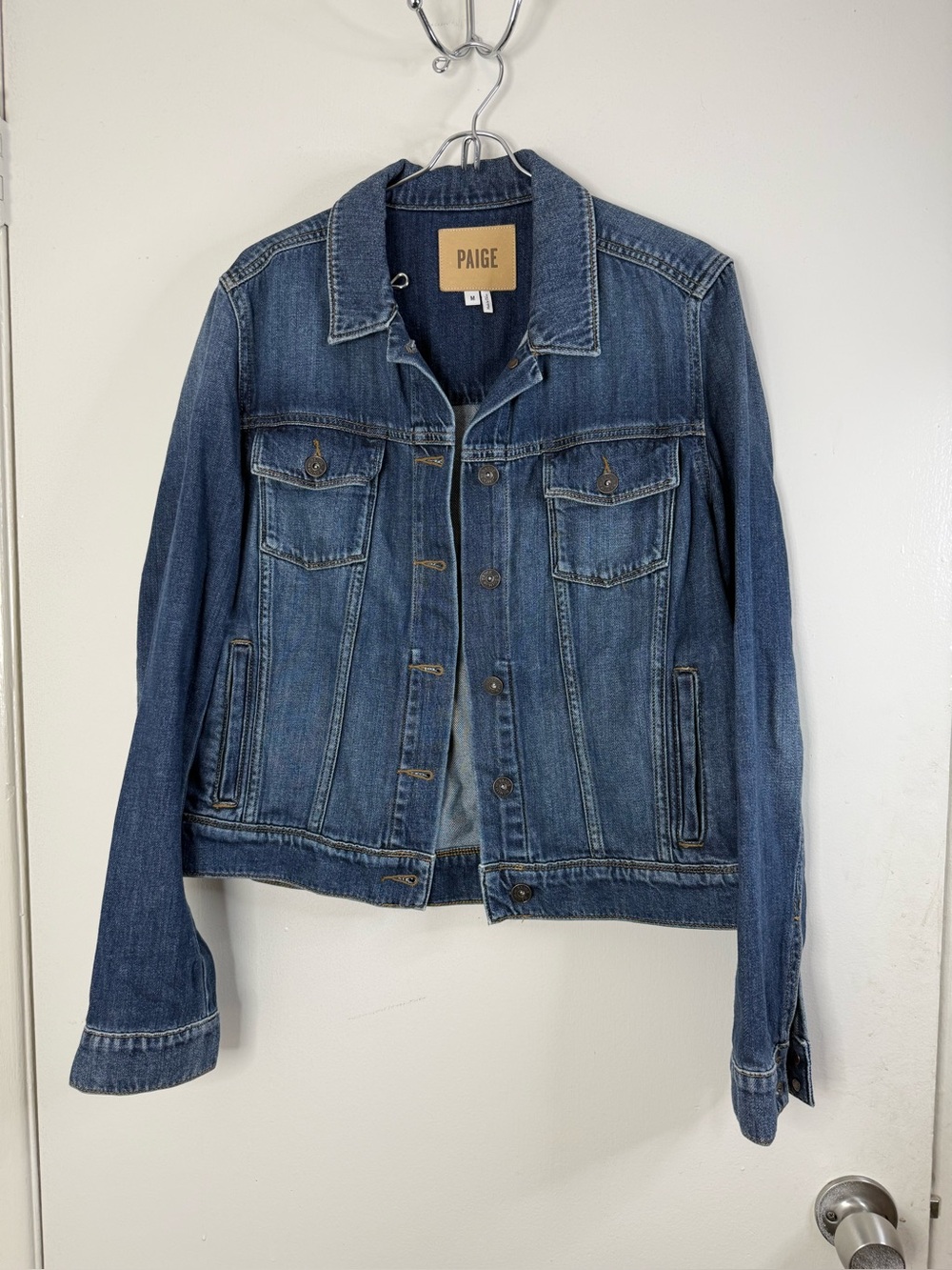 Paige trucker style blue denim jean jacket M